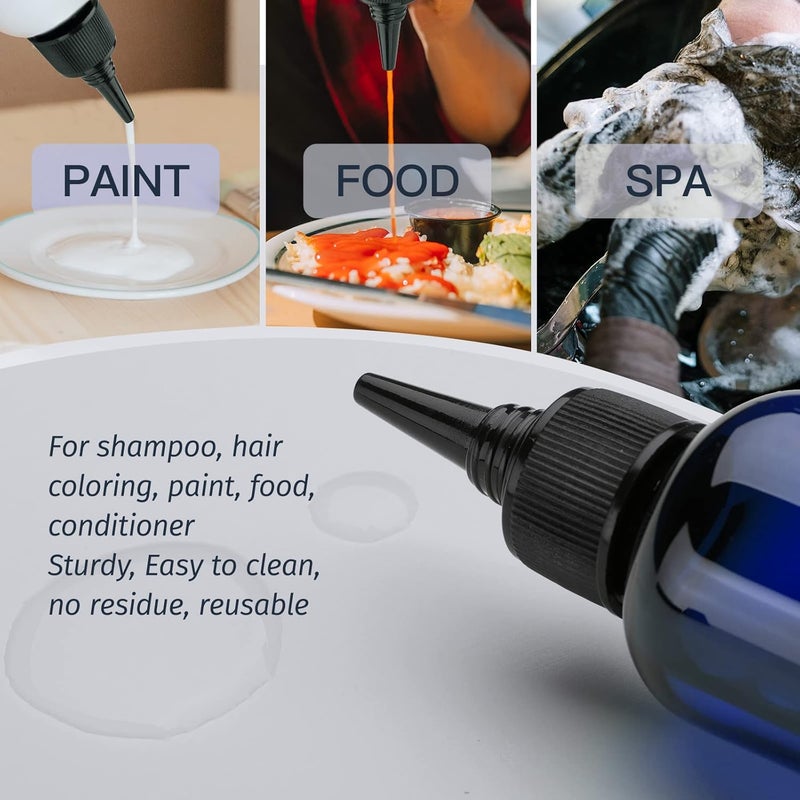 Tekson Hair Color Applicator Bottles, 5 Pack Refillable Squeeze Bottle, Empty Plastic Twist Top Cap Bottles (3.4 OZ, Blue) - Image 2